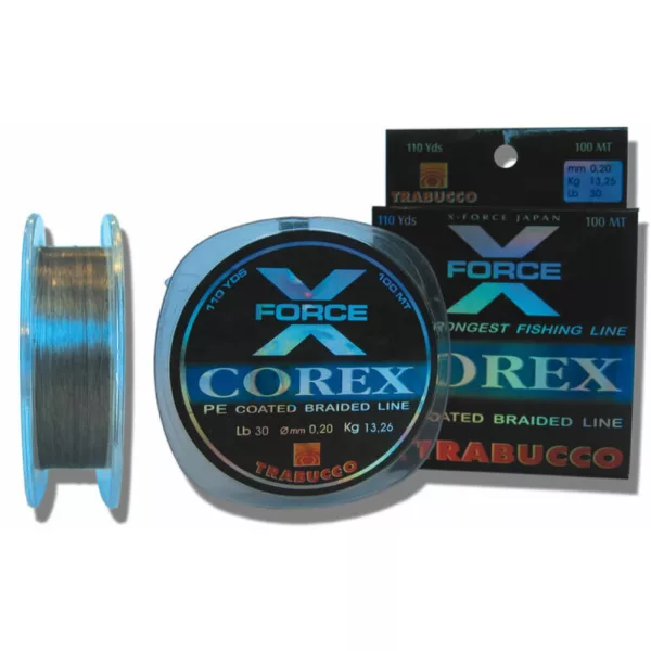 Trabucco X-Force Corex Pe Coated 100m 0,10mm Pletená Hlavní Šňůra