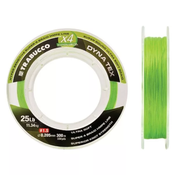 Trabucco Dyna-Tex X4 Power 150m 0,084mm Limetkově žlutá Pletená hlavní šňůra
