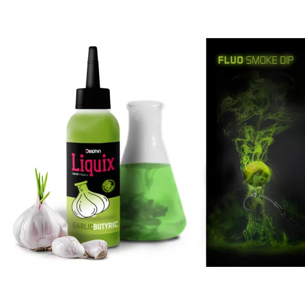 Delphin Fluo dip D SNAX LiquiX /100ml Česnek-Kyselina máselná tekutina