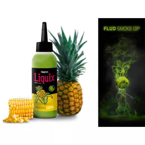 Delphin Fluo dip D SNAX LiquiX /100ml Kukuřice-Ananas tekutina