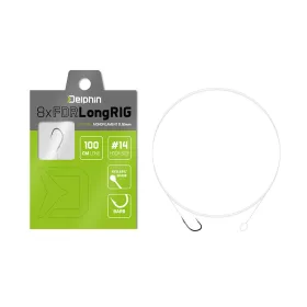   Delphin FDR LongRIG 100cm 0,12mm 14 lopatkový, Předvázaný háček s protihrotem 8ks