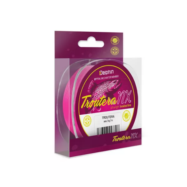 Delphin Troutera NX Růžová 0,065mm Pletená Hlavní Šňůra 135m