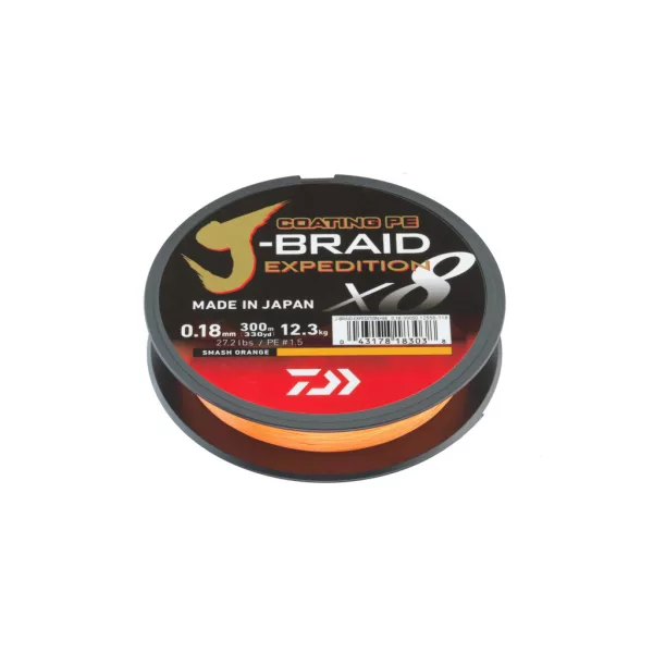 Daiwa J-Braid Expedition X8 Smash Orange 0,24mm 3000m Pletená hlavní šňůra