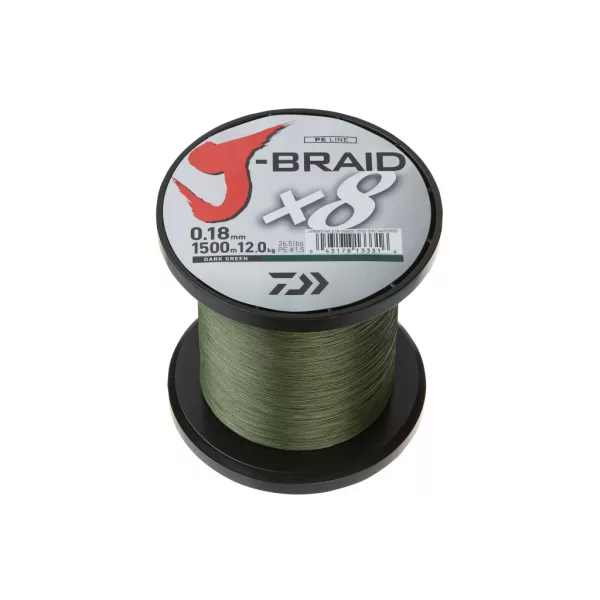 Daiwa J-Braid X8 Tmavě zelená 0,06mm 150m Pletená Hlavní vlasec
