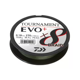   Daiwa Tournament X8 Braid Evo+ Tmavě zelený 0,16mm 270m Pletená Hlavní Šňůra