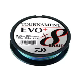   Daiwa Tournament X8 Braid Evo+ Multi-Color 0,12mm 300m Pletený hlavní vlasec