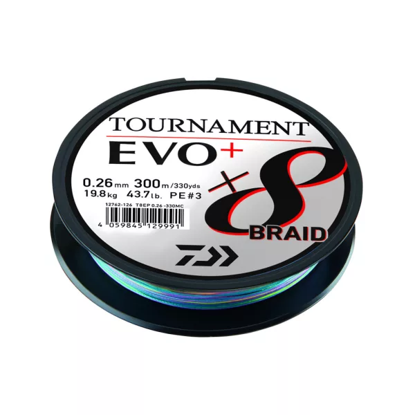 Daiwa Tournament X8 Braid Evo+ Multi-Color 0,26mm 300m Pletená hlavní šňůra