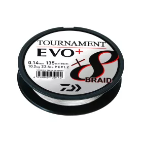   Daiwa Tournament X8 Braid Evo+ Bílá 0,12mm 135m Pletená Hlavní Šňůra