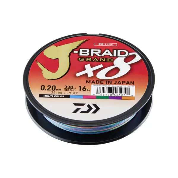 Pletená hlavní šňůra Daiwa J-Braid Grand X8 Multi-Color 0,22mm 150m