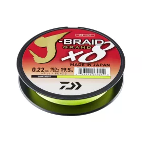   Daiwa J-Braid Grand X8 Chartreuse 0,13mm 135m Pletená Hlavní Šňůra