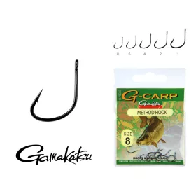   Gamakatsu G-Carp method Černá 8 10ks/balení S očkem S protihrotem Feeder háček