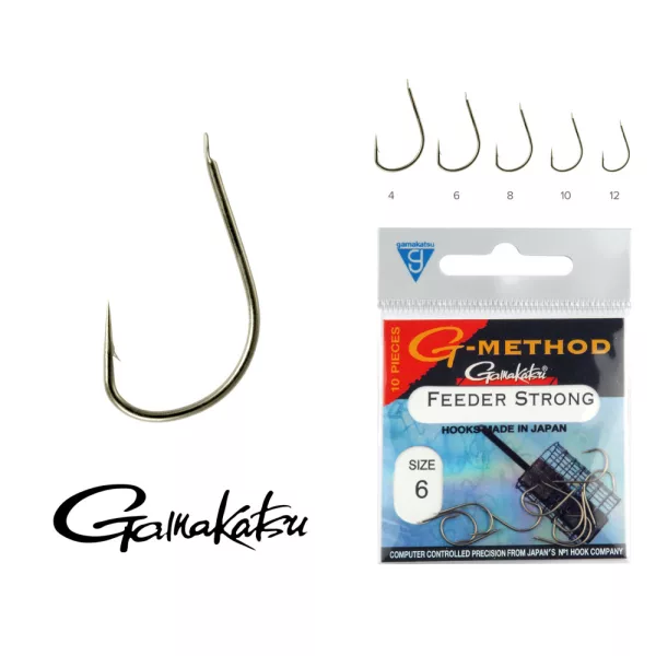 Gamakatsu Feeder Strong B10 Černá 10 10ks/balení Feeder háček s lopatkou a protihrotem