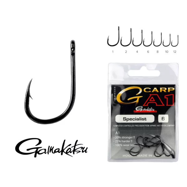 Gamakatsu Feeder Strong B Černá 12 10ks/balení Feeder háček s lopatkou a protihrotem