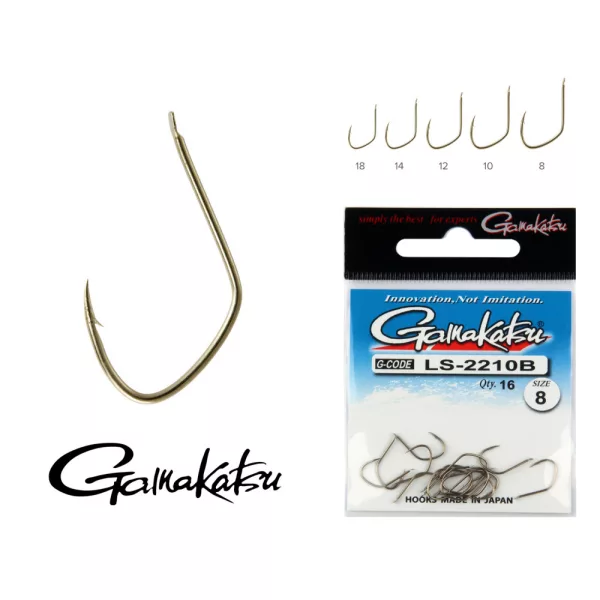 Gamakatsu LS-2210B/008 N/L Bronzová 8 16ks/balení Feederový háček s lopatkou a protihrotem