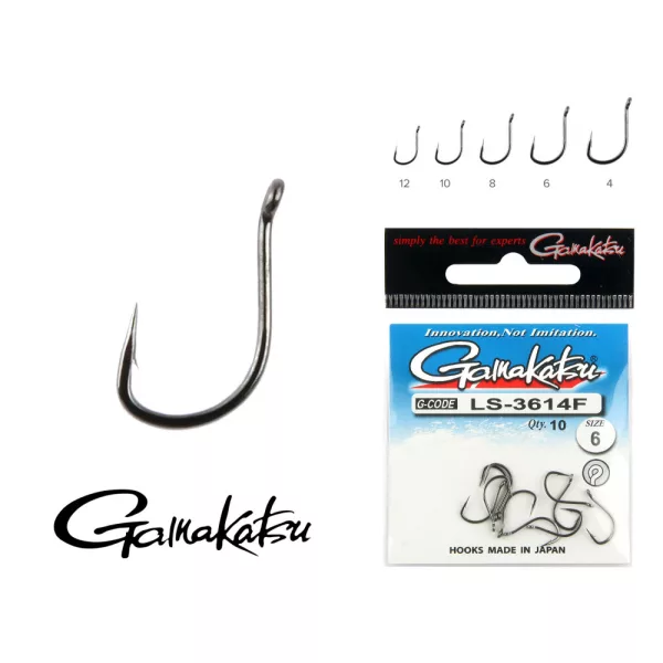 Gamakatsu LS-2210B/014 N/L Bronzová 14 17ks/balení Feederový háček s lopatkou a protihrotem