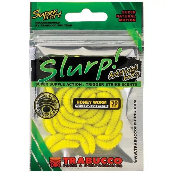 Trabucco Slurp Bait Honey Worm Yellow Glitter Žlutá Včelí larva 30db
