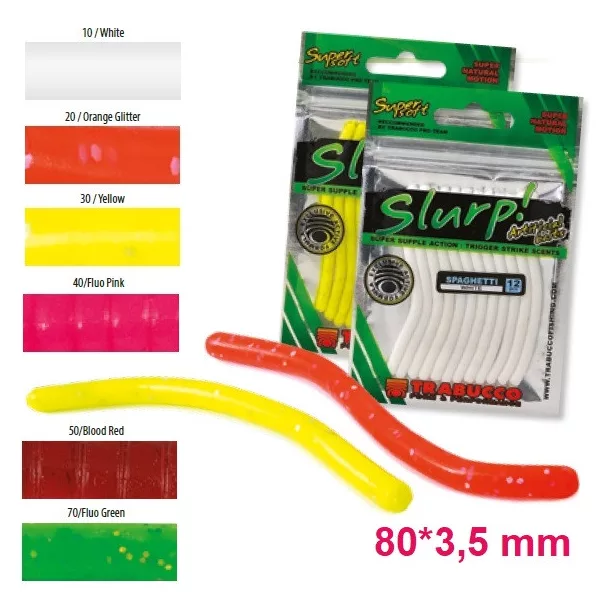 Trabucco Slurp Bait Spaghetti Fluo Yellow Měkká gumová nástraha 12db