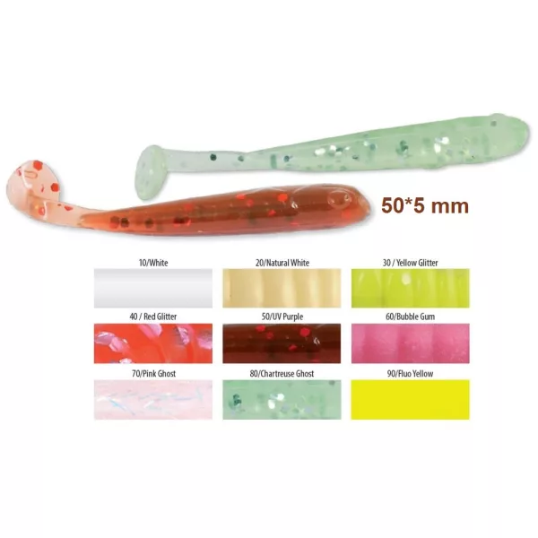 Trabucco Slurp Bait T-Shad Natural White Plastová umělá nástraha 10db