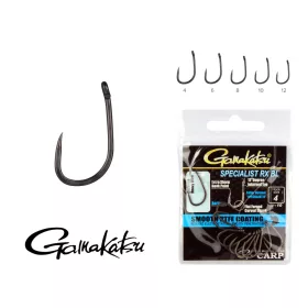   Gamakatsu G-Carp Specialist RX BL Černý 8 10ks/balení Boilie háček s očkem bez protihrotu