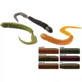   Rapture W. Ribbed Curly Tail 10cm Black&Red Měkká gumová nástraha 10 kusů
