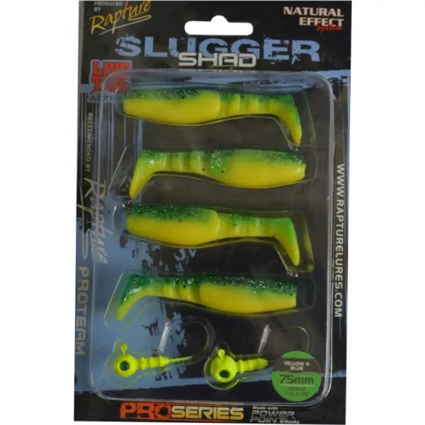 Rapture Slugger Shad Set 7,5cm Žlutá / Modrá 4+2ks Sada umělých nástrah