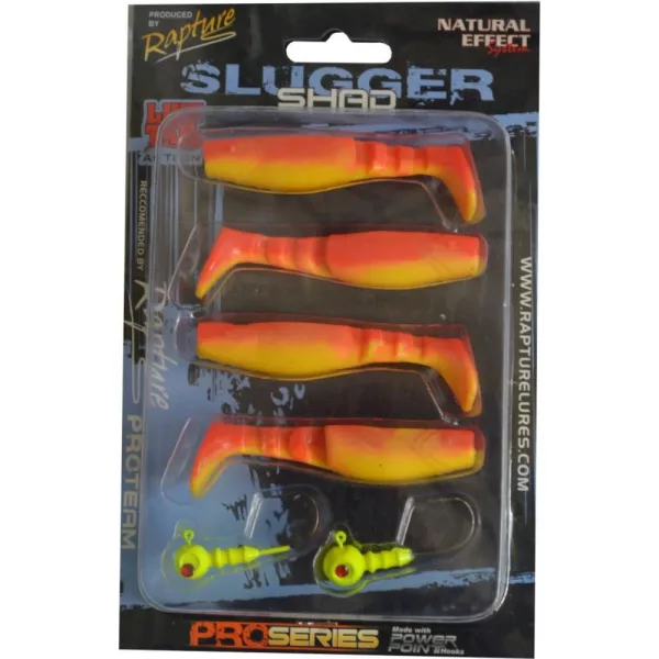 Rapture Slugger Shad Set 7,5cm Plamenně žlutá 4+2ks Sada umělých nástrah
