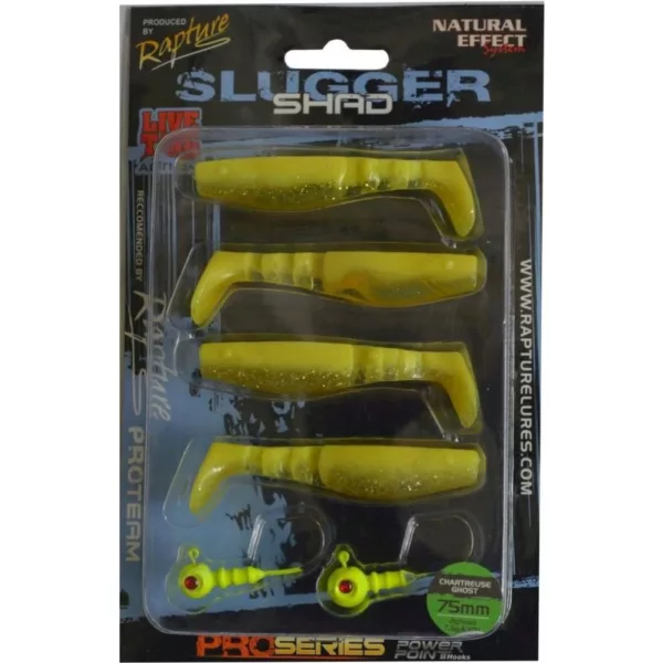 Rapture Slugger Shad Set 7,5cm Chartreuse Ghost 4+2ks Sada umělých nástrah
