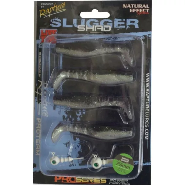 Rapture Slugger Shad Set 7,5cm Zelený lesk 4+2ks Sada umělých nástrah