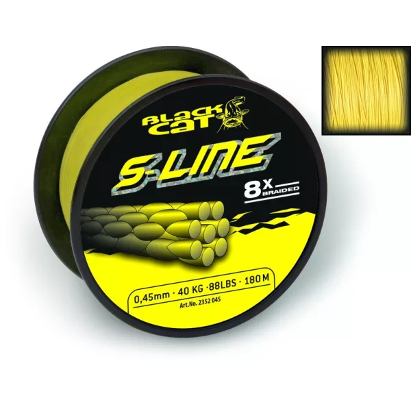 Black Cat O 0,42mm S-Line D: 250m 45kg / 99lbs žlutá - Pletená šňůra