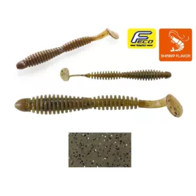   Tiemco Locoism Flexy Shad 7,6cm #160 Smoke/BK&SLF Plastová Nástraha 9ks