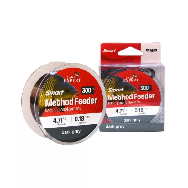 Carp Expert Smart Method Feeder Tmavě šedá 0,18mm Monofilní vlasec 300m