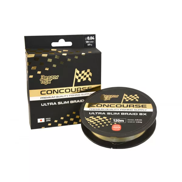 Benzar Concourse Ultra Slim 8X Braid 120m 0,040mm Pletená hlavní šňůra