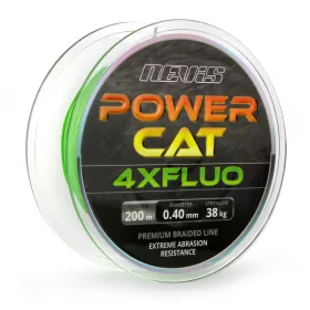   Nevis Powercat 4XFluo 200m 0,40mm Pletená hlavní šňůra-Zelená