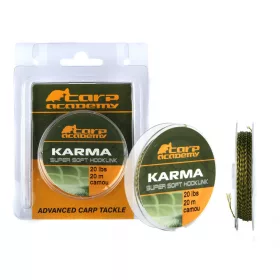  Carp Academy Karma Hooklink 20m 0.35mm 20lb Camo Pletená návazcová šňůra-Zelená