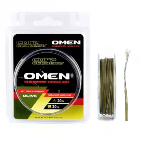   Carp Academy Omen Skinbraid Olive 20lb 20m 0.35mm Pletená návazcová šňůra-Olivově zelená