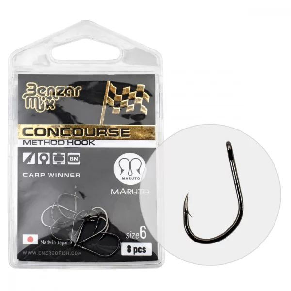 BENZÁR CONCOURSE METHOD CARP WINNER HÁČEK 8 8KS/BAL - Feeder háček - Háček s protihrotem, Háček s očkem