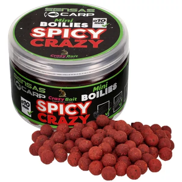 Sensas Mini Boilies Crazy Spicy 10mm Nástrahové boilies 80gr