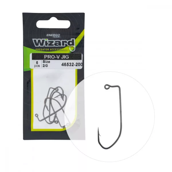 Wizard Pro-V Jig S očkem S protihrotem 2/0 Přívlačový offsetový háček