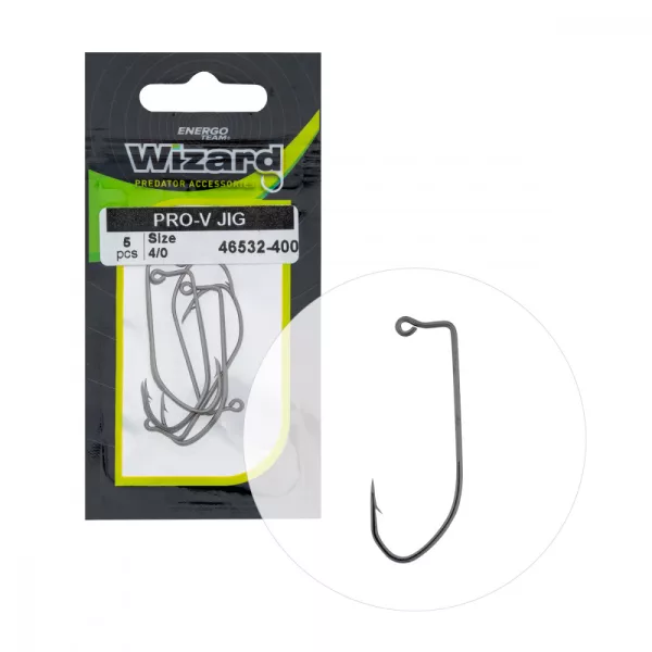 Wizard Pro-V Jig S očkem S protihrotem 4/0 Přívlačový offsetový háček