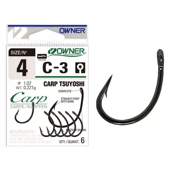Owner Carp C-3 53263 4 Kaprový háček s protihrotem a očkem 6ks