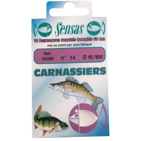   Sensas Predator Strong Bronz 60cm 0,22mm 6 Monofil Předvázaný háček 10ks