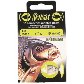   Sensas Specimen 40cm 0,18mm 12 Monofil Předvázaný Háček 10ks