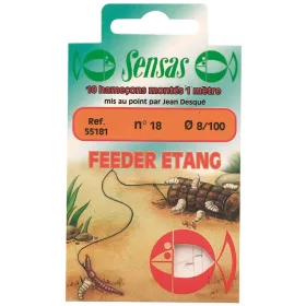   Sensas Feeder Etang 100cm 0,1mm 18 Monofil Předvázaný háček 10ks