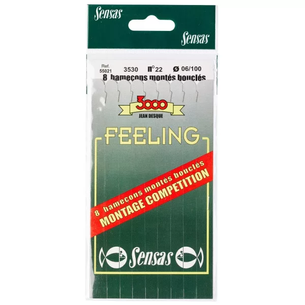 Sensas Feeling 3530 Bronz 18cm 0,08mm 18 Monofil Předvázaný háček 8ks