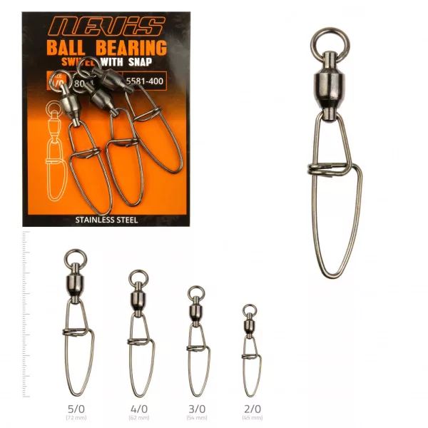 Nevis Ložiskový Obratlík S karabinou 3/0 4ks