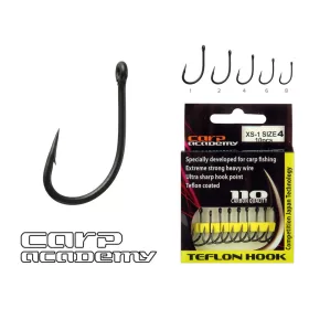   Carp Academy Teflon Hook XS-1 Černý 2 10ks/balení Háček s očkem, s protihrotem, na boilies