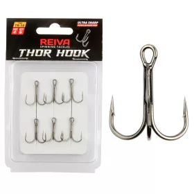   Reiva Treble Hook TR-19 Černý 10 6ks/balení Háček s očkem a protihrotem na dravé ryby