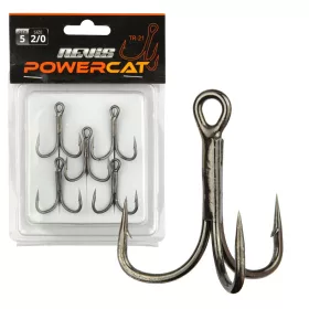   Nevis Powercat Treble Hook TR-21 Černý 2/0 5ks/balení Háček s očkem a protihrotem na dravé ryby