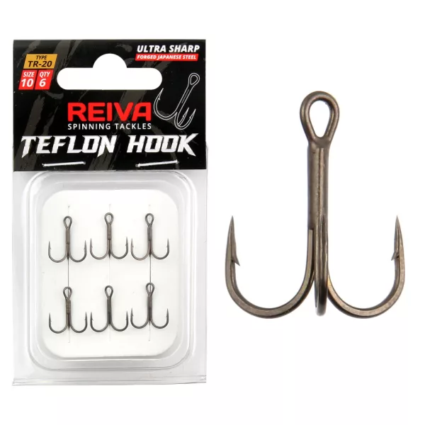 Reiva Teflon Treble TR-20 8 Füles, Szakállas Hármashorog 6db