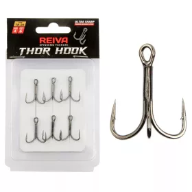   Reiva Treble Hook TR-20 Černý 6 6ks/balení Háček s očkem a protihrotem na dravé ryby